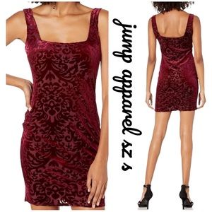 JUMP Apparel Mini Dress Sheath Burn Out Velvet Red Dress Jr S